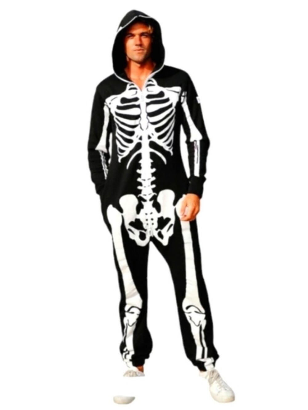 NWT Tipsy Elves Adult Skelton Hooded  Jumpsuit  Mardi Gras Costume Unisex Lux L